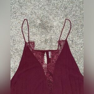 Free People Burgundy Wine Lace Trim Mini Dress Medium